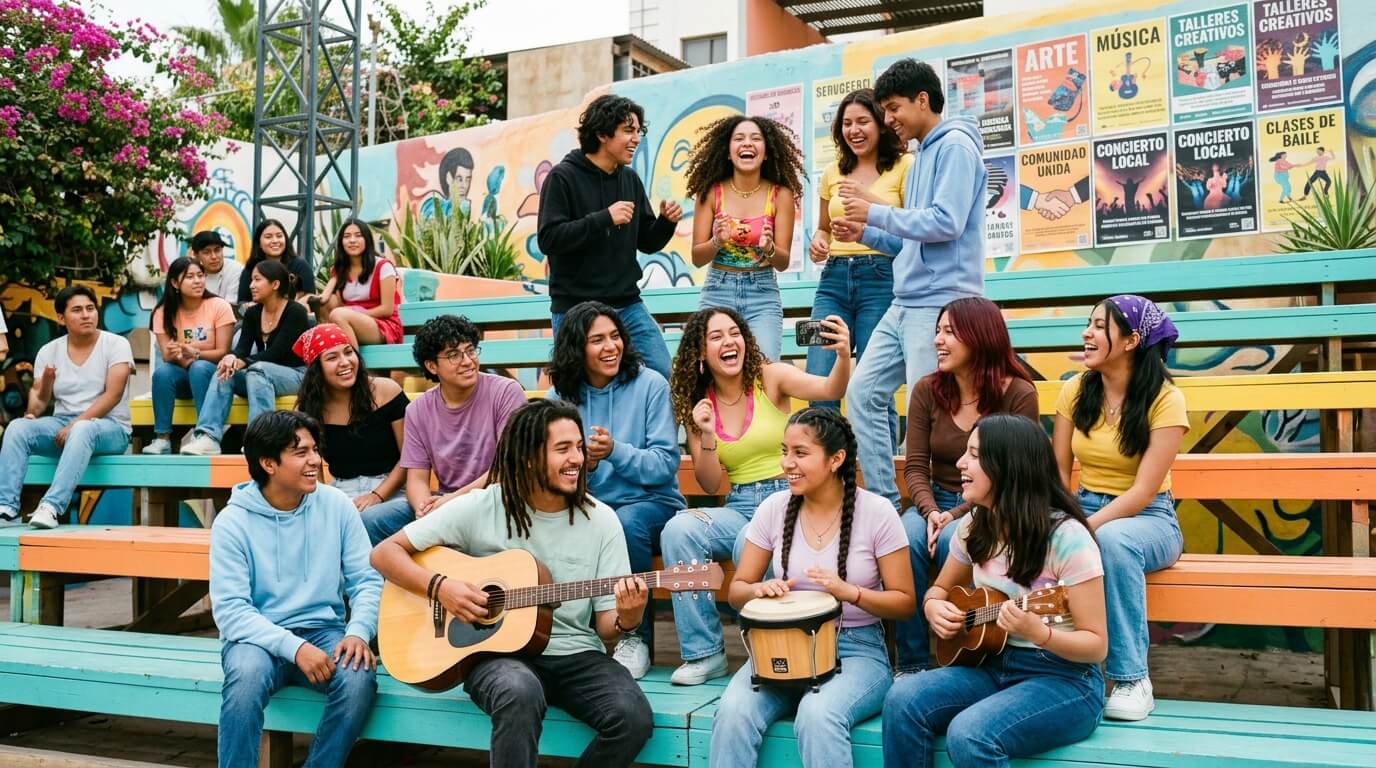 Jóvenes participando